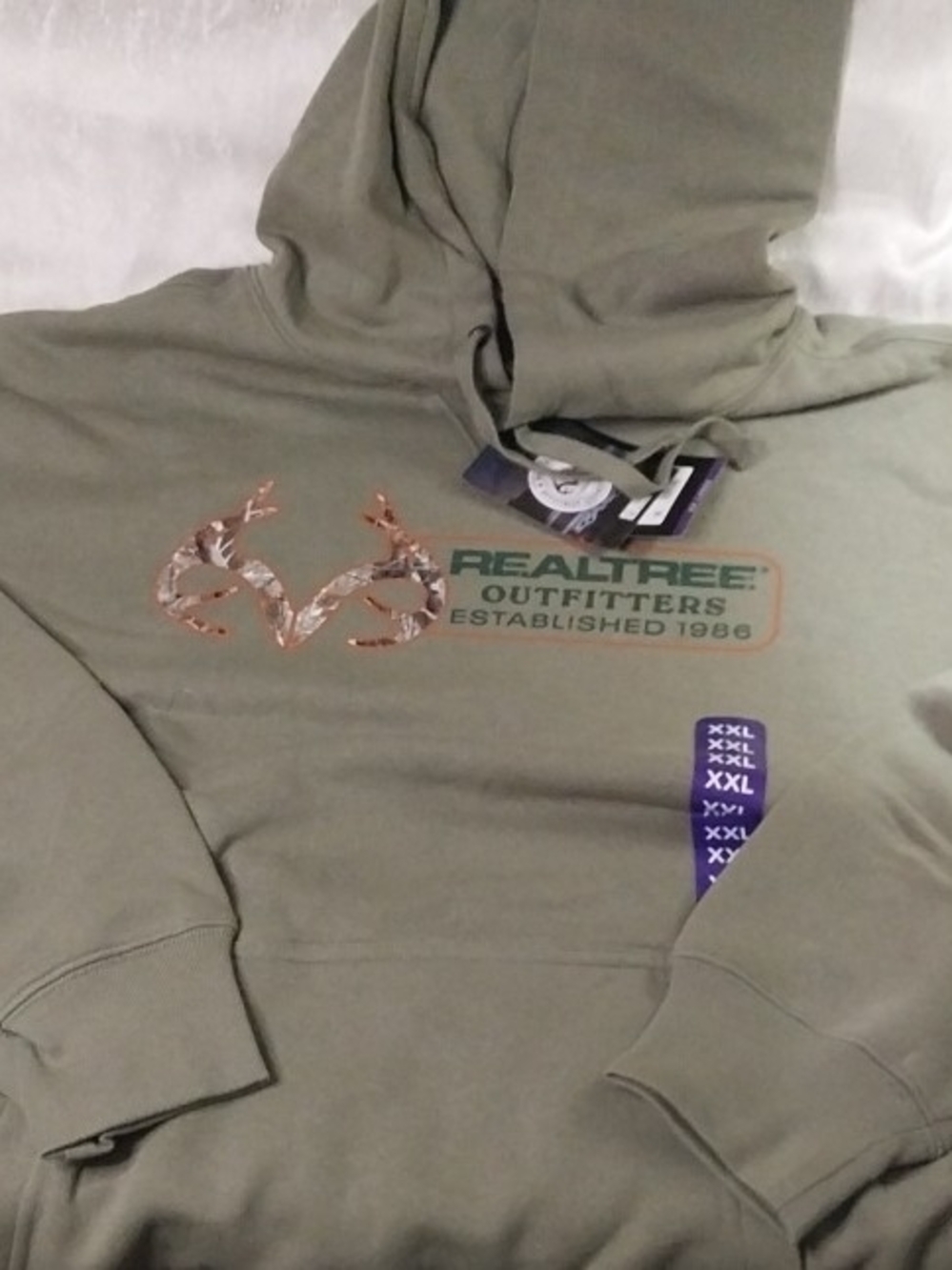 Realtree Olive Green Pullover Hoodie with Camo Antler Logo
